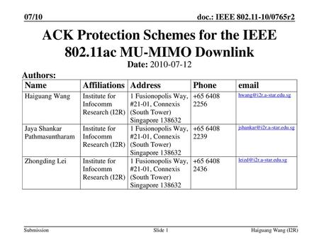 ACK Protection Schemes for the IEEE ac MU-MIMO Downlink
