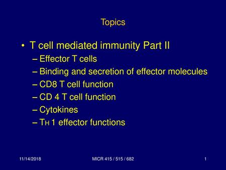 T cell mediated immunity Part II