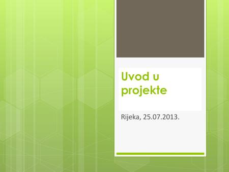 Uvod u projekte Rijeka, 25.07.2013..