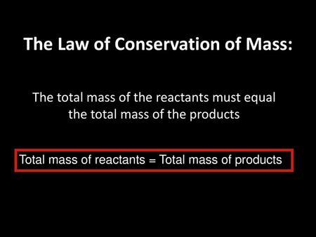 The Law of Conservation of Mass: