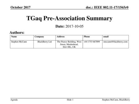TGaq Pre-Association Summary