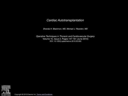 Cardiac Autotransplantation