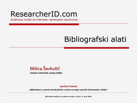 ResearcherID.com društvena mreža na Internetu namenjena naučnicima