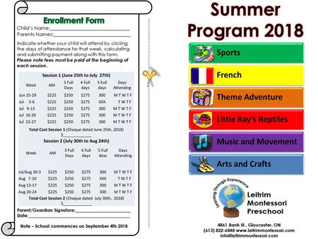 Summer Program 2018 Sports French Theme Adventure