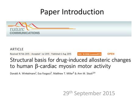 Paper Introduction 29th September 2015.