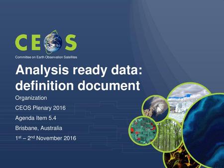 Analysis ready data: definition document