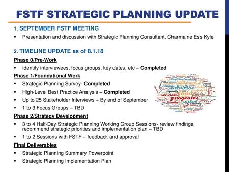 FSTF Strategic planning update