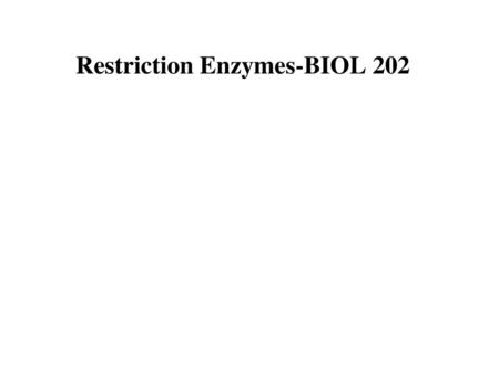 Restriction Enzymes-BIOL 202