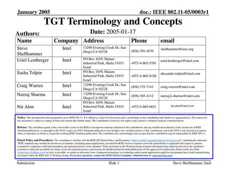 TGT Terminology and Concepts