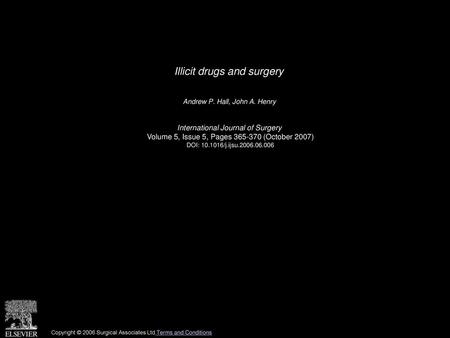 Illicit drugs and surgery