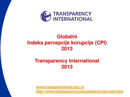 Indeks percepcije korupcije (CPI) 2013 Transparency International