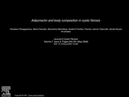 Adiponectin and body composition in cystic fibrosis