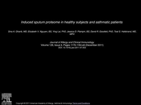 Induced sputum proteome in healthy subjects and asthmatic patients