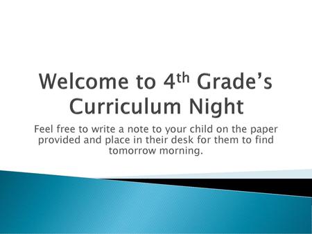 Welcome to 4th Grade’s Curriculum Night