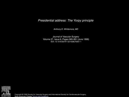 Presidential address: The Yorpy principle