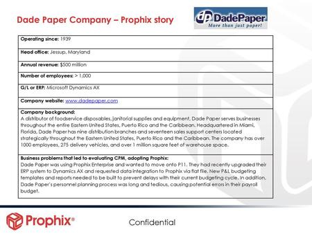 Dade Paper Company – Prophix story