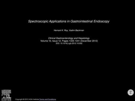 Spectroscopic Applications in Gastrointestinal Endoscopy