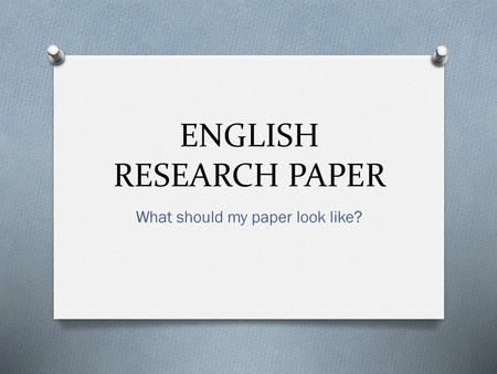 ENGLISH RESEARCH PAPER