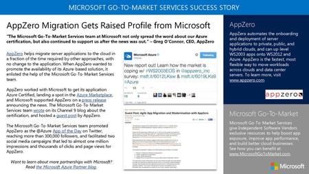 MICROSOFT GO-TO-MARKET SERVICES SUCCESS STORY