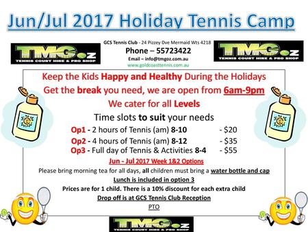 Jun/Jul 2017 Holiday Tennis Camp