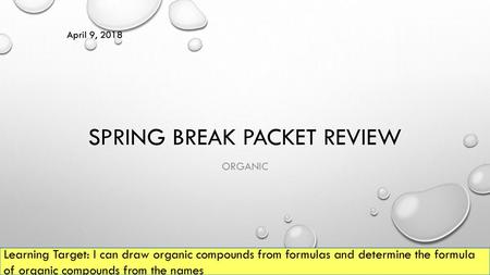 Spring Break Packet Review