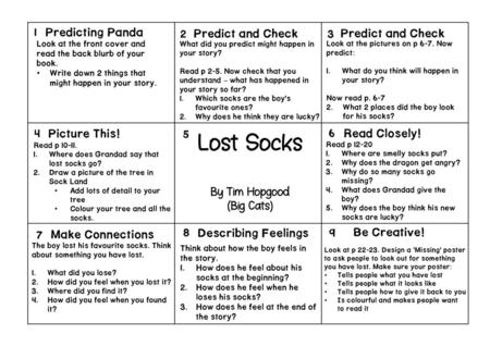 Lost Socks Predicting Panda Predict and Check Predict and Check