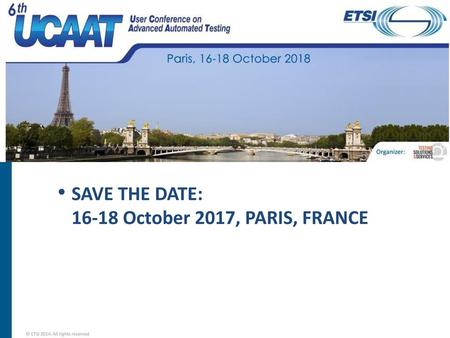 SAVE THE DATE: October 2017, PARIS, FRANCE