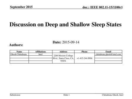 Discussion on Deep and Shallow Sleep States