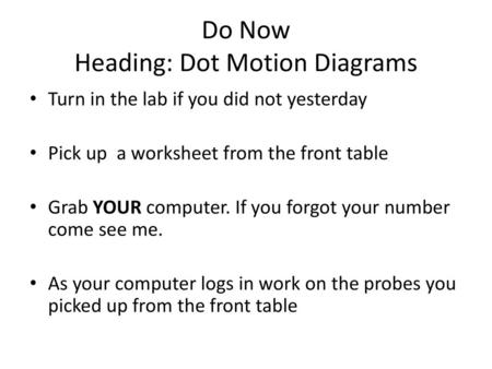 Do Now Heading: Dot Motion Diagrams