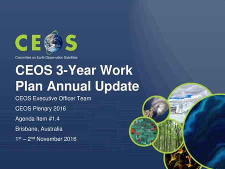 CEOS 3-Year Work Plan Annual Update