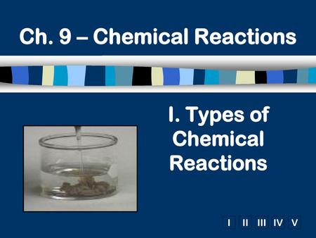 I. Types of Chemical Reactions