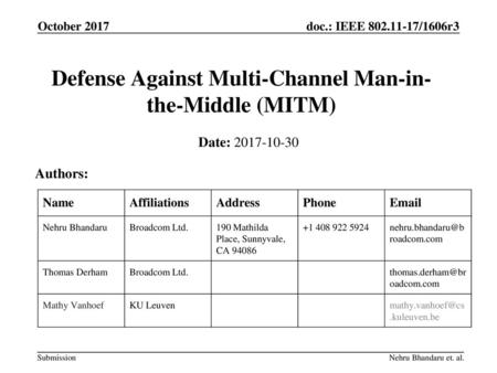 Defense Against Multi-Channel Man-in-the-Middle (MITM)