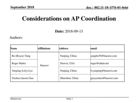 Considerations on AP Coordination