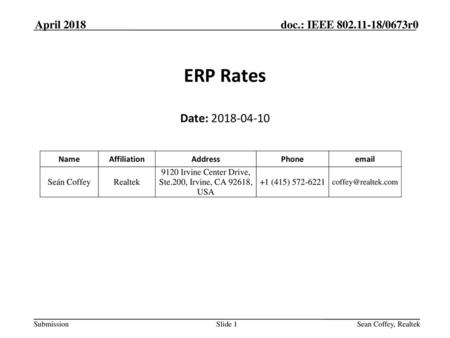 ERP Rates Date: April 2018 doc.: IEEE /1479r1