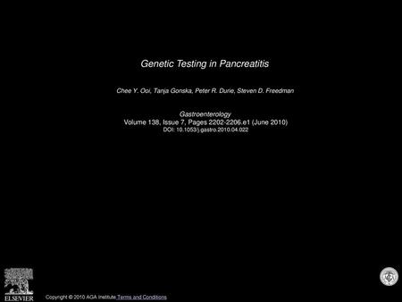 Genetic Testing in Pancreatitis