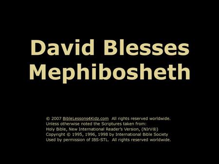 David Blesses Mephibosheth