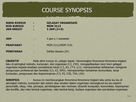 Course Synopsis Nama Kursus Gelagat Organisasi Kod Kursus Mgm Ppt Video Online Download