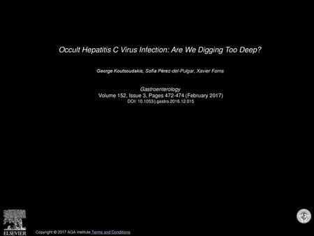 Occult Hepatitis C Virus Infection: Are We Digging Too Deep?