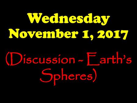 (Discussion - Earth’s Spheres)