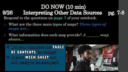DO NOW (10 min) 9/26 Interpreting Other Data Sources pg. 7-8