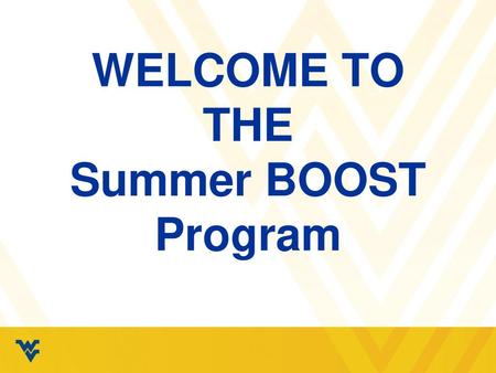 WELCOME TO THE Summer BOOST Program
