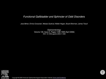 Functional Gallbladder and Sphincter of Oddi Disorders