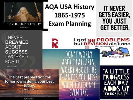 AQA USA History 1865-1975 Exam Planning.