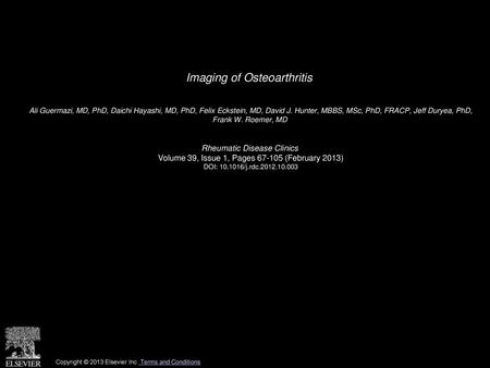 Imaging of Osteoarthritis