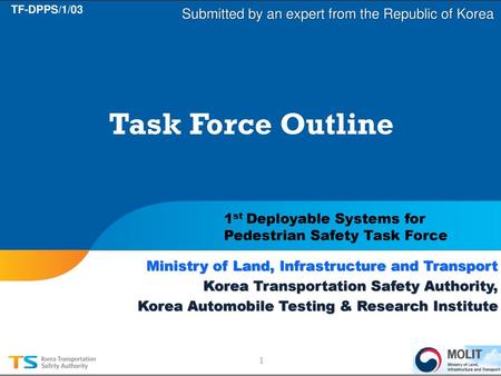 Task Force Outline Submitted by an expert from the Republic of Korea