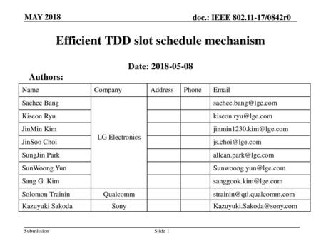 Efficient TDD slot schedule mechanism