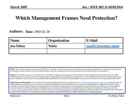 Which Management Frames Need Protection?
