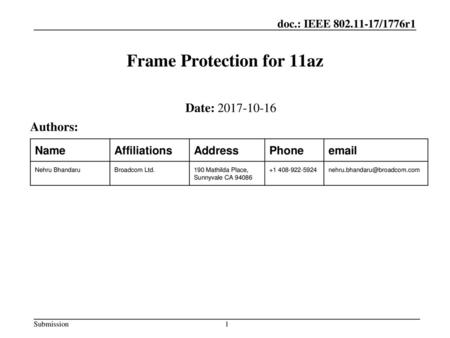 Frame Protection for 11az