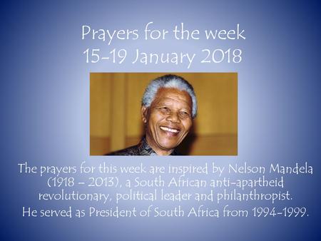 Prayers for the week January 2018