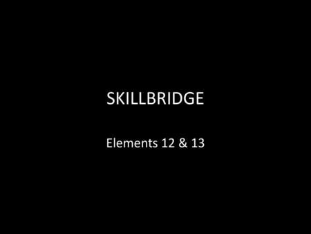 SKILLBRIDGE Elements 12 & 13.